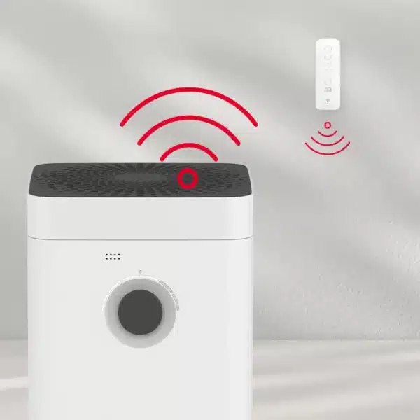 luftfukter med ekstern hygrostat og wifi ikoner